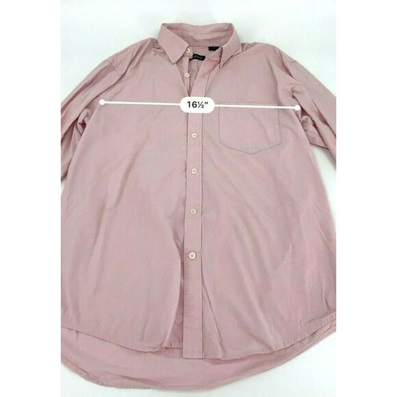 IZOD Men's Button Down Shirt Career Business Salmon Pink Plaid Size Medium - Picture 4 of 5